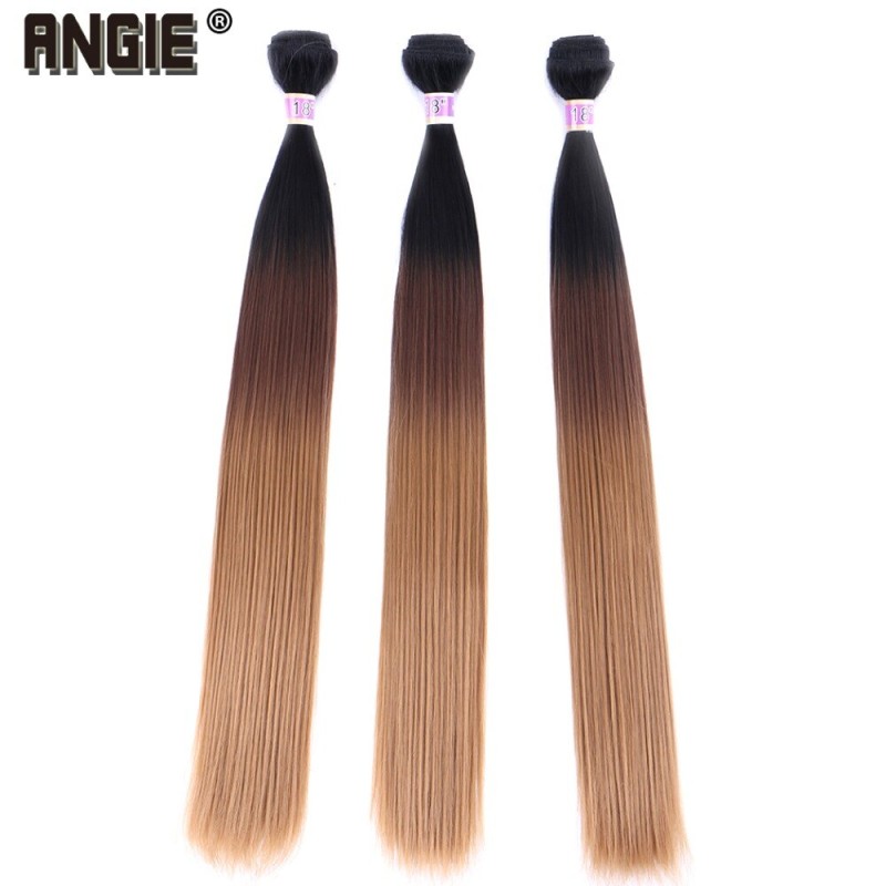 ANGIE Synthetic Hair Weave Three Tone Ombre Hair Bundles Silky Straight  Hair Extensions for Black Women
