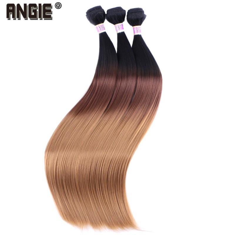 ANGIE Synthetic Hair Weave Three Tone Ombre Hair Bundles Silky Straight  Hair Extensions for Black Women