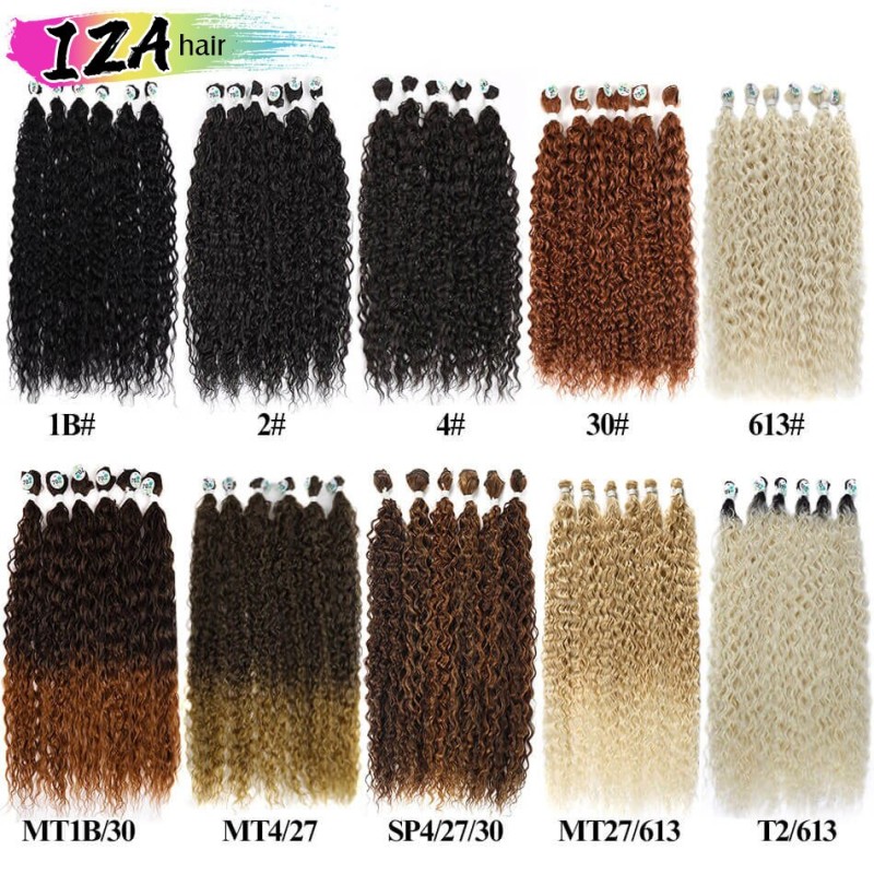 32Inch Afro Kinky Curly Synthetic Hair Bundles Super Long Organic Curly Hair Extensions for Woman Please Choose 9PCS For A Head