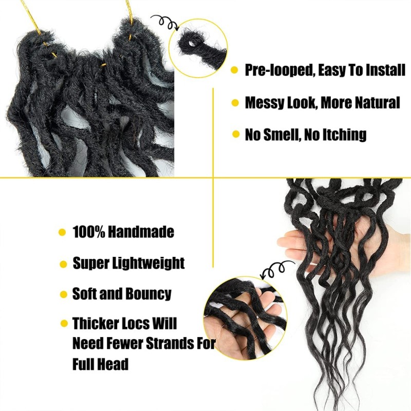 Goddess Faux Locs With Curly End Synthetic Crochet Braids Hair Extensions For Women Ombre Brown Color Messy Dreadlocks X-TRESS
