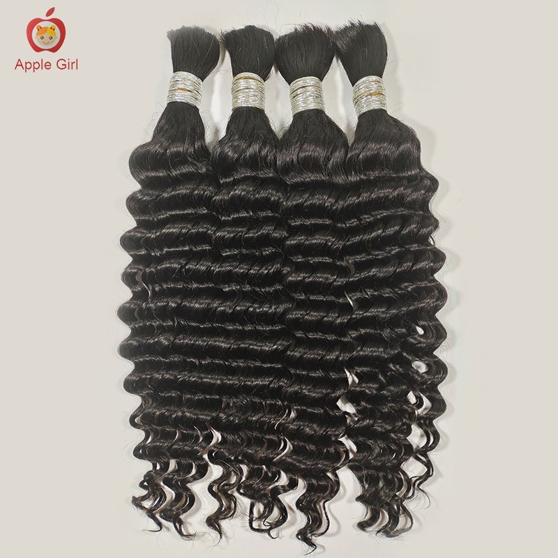 8 to 32 Inch Deep Wave Human Hair Bulk For Braiding No Weft Brazilian Remy Hair Extensions Crochet Braids Applegirl
