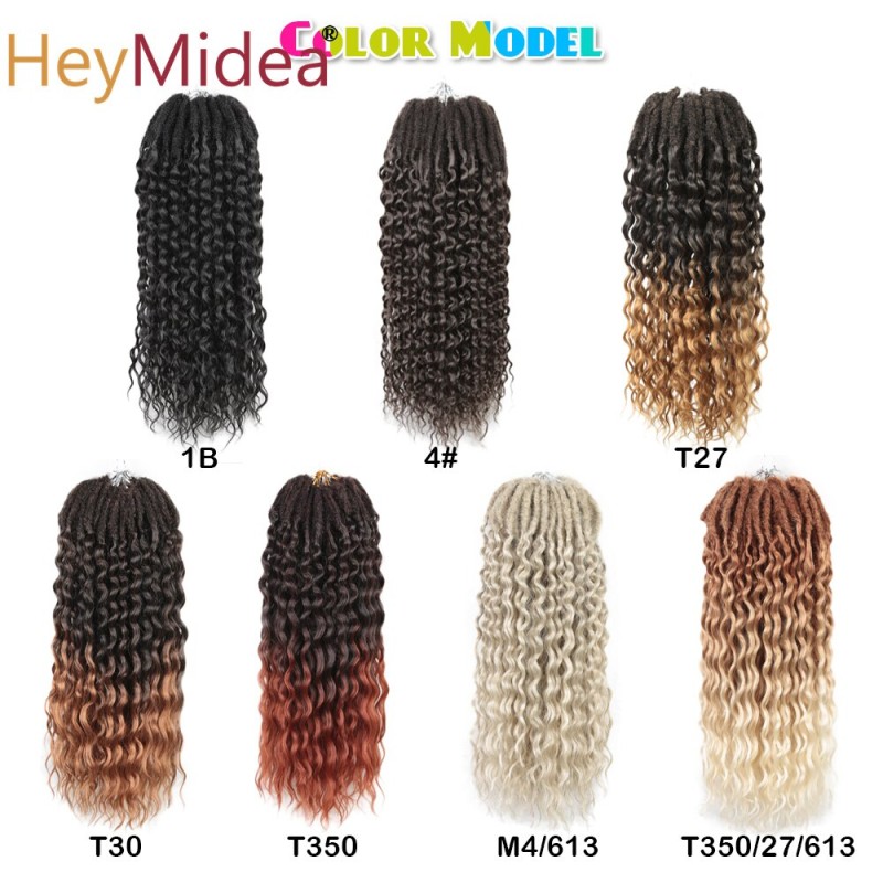 Deep Faux Locs Crochet Hair Synthetic Goddess Locs Curly Ends  Braids Extensions Soft Ombre Deep Wave Locs Afro Pre-looped Hair