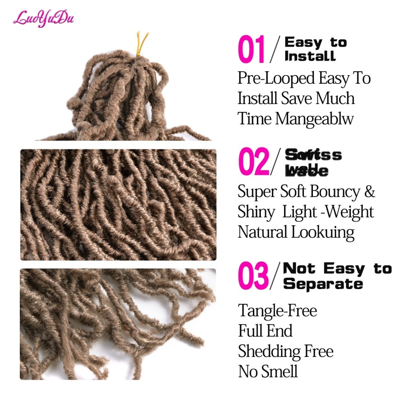 Nu Dread locs Crochet Hair 36 inch 21 Strands Pink 613 Blonde Black Hair Extensions Soft Locs Crochet Braids For Black Women