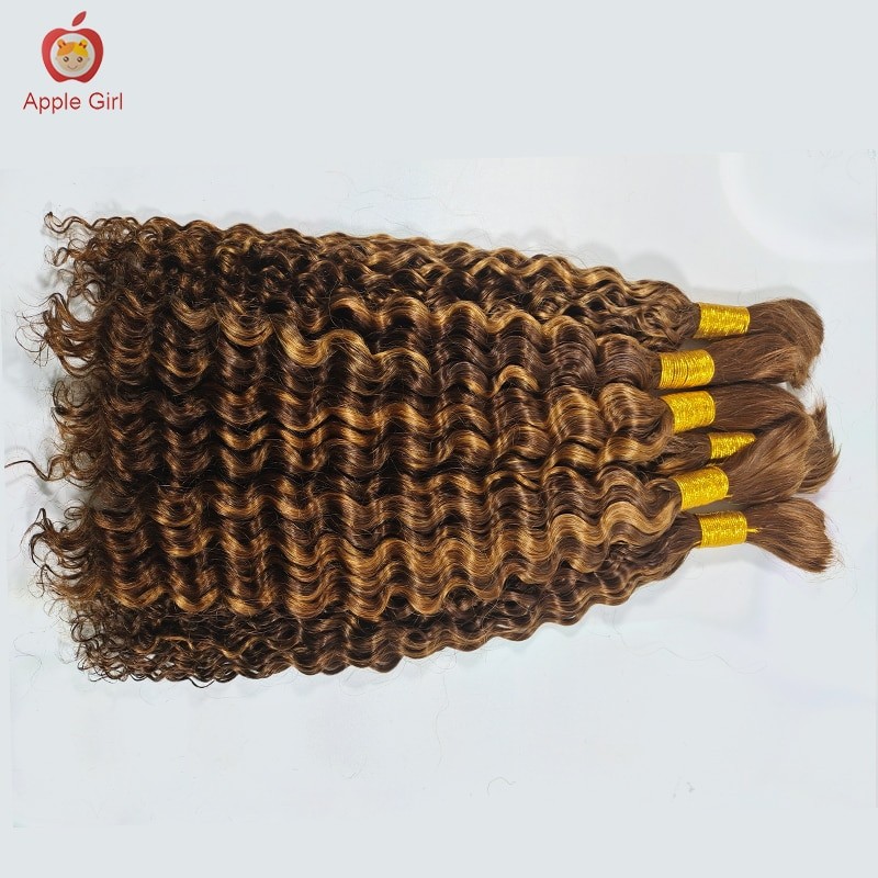Highlight Deep Wave Human Hair Bulk For Braiding No Weft 8 to 32 Inch Brazilian Remy Hair Extensions Crochet Braids Applegirl