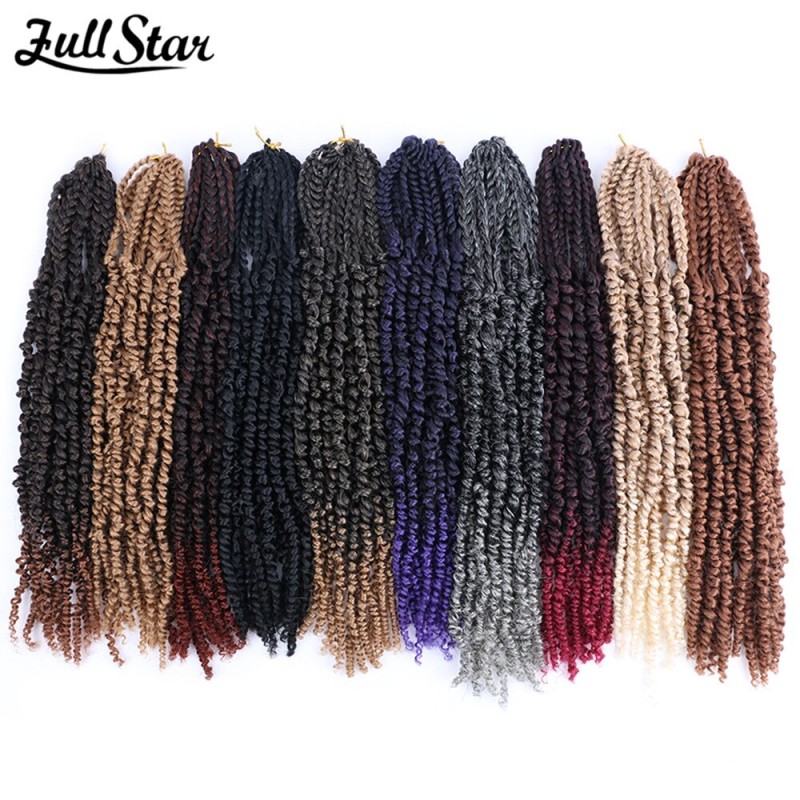 Full Star 16 Inch Box Passion Twist Hair Pre-twisted Ombre Crochet Hair Water Wave Crochet Box Braids Bohemian Synthetic Hair