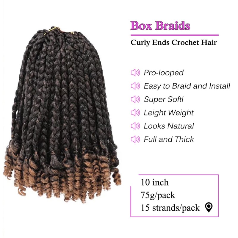 Dansama Goddess Crochet Hair Box Braid Curly Ends Ombre Blonde Hair Extensions For Black Women and Baby Kids