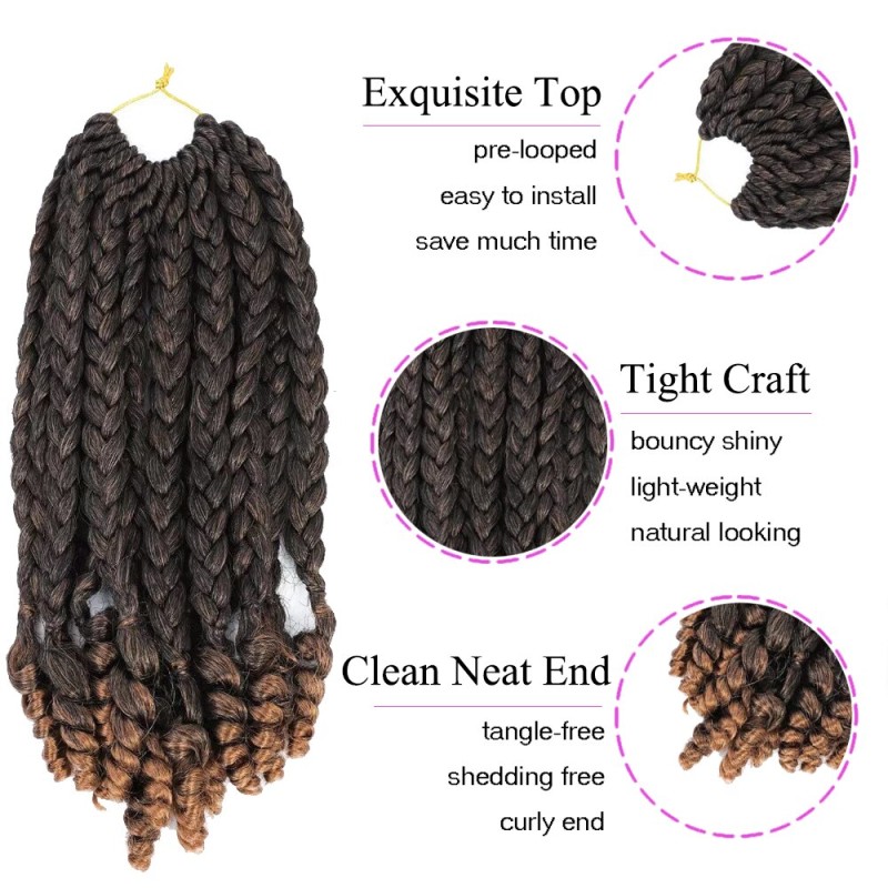 Dansama Goddess Crochet Hair Box Braid Curly Ends Ombre Blonde Hair Extensions For Black Women and Baby Kids