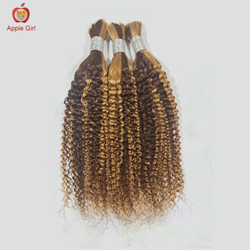 Highlight Kinky Straight Human Hair Bulk For Braiding Kinky Curly No Weft Brazilian Remy Hair Extension Crochet Braids Applegirl