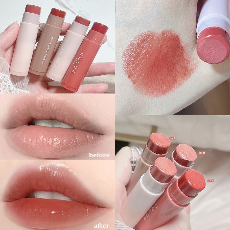 Cute Fruit Lip Balm Peach Tea Color Lip Gloss Natural Lasting Moisturizing Lighten Lip Lines Color Changing Jelly Plump Lip Care