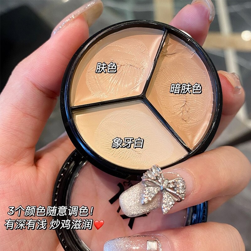 3-Color Concealer Palette Long Lasting Cover Dark Circles Acne Pores Cream Shading Highlighter Moisturize Face Makeup Cometics