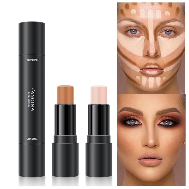 YANQINA Contour Stick Double Head Contour Pen Waterproof Matte Finish Highlighters Shadow Contouring Pencil Cosmetics for Face