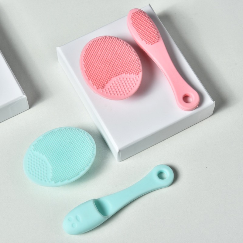 Silicone cleansing brush with handle super soft water drop face washing brush round blackhead cleaning brush silicone instrument