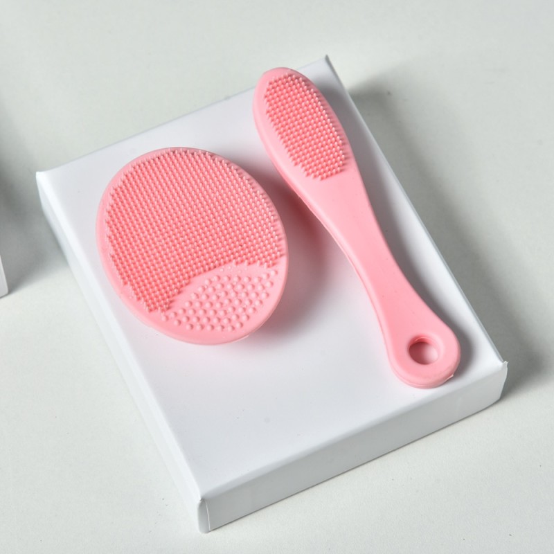 Silicone cleansing brush with handle super soft water drop face washing brush round blackhead cleaning brush silicone instrument