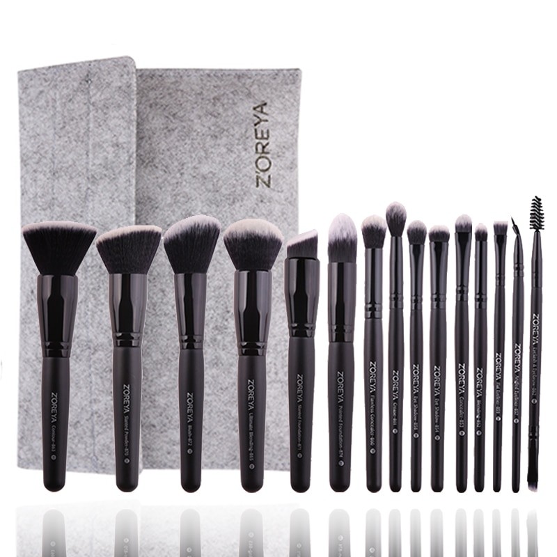 15PCS Black Makeup Brushes Set High Quality Professional Eye Shadow Powder Foundation Concealer Cosmetic Complete Makeup Kit