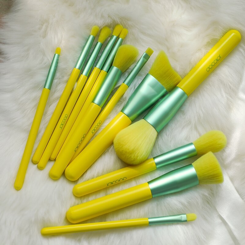 Docolor Lemon Makeup Brushes set 13Pcs Professional Foundation Eye Shadows Blending Face Powder Concealers Blush Make Up Brushes
