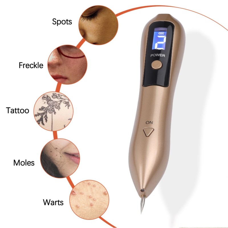 9 Level LCD Face Skin Dark Spot Remover Mole Tattoo Removal Laser Plasma Pen Machine Facial Freckle Tag Wart Removal Portable