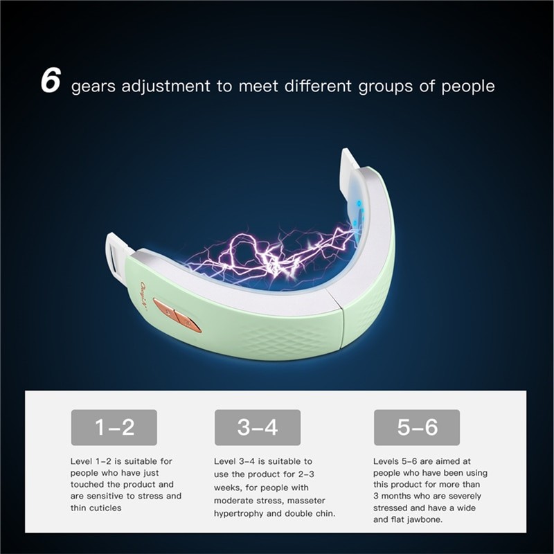 CkeyiN Chin V-Line Up Lift Belt Machine Blue LED Photon Therapy EMS Face Lifting Slimming Vibration Massager Double Chin Reducer