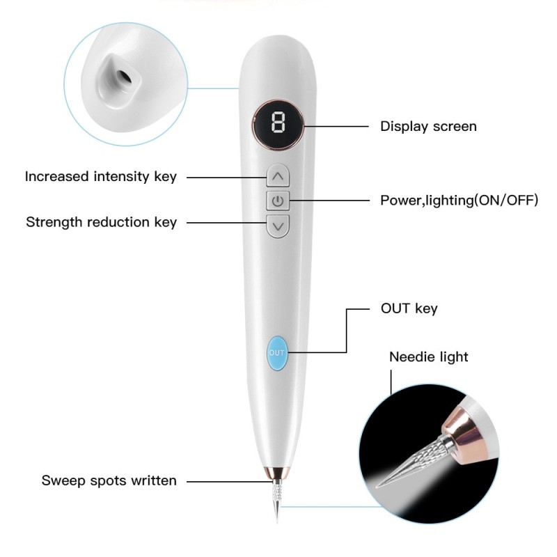 Mole Removal Pen for Skin Tag Remover Freckle Black Dot Papilloma Warts Mole Pimples Tattoo Removal Laser Pen Beauty Care Tools