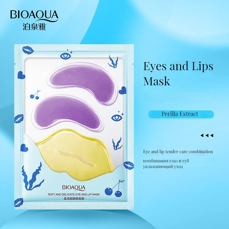 Bioaqua Honey Seaweed Hydrating Eye Mask Cherry Aloe Vera Jelly Lip Mask Combination Eye Anti-Darkness Wrinkle Lip Hydrating