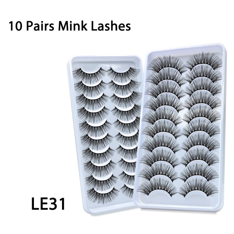 New 10 Pairs 3D Hair Mink Eyelashes Natural Messy Eyelash Crisscross Wispy Fluffy False Lashes Extension Eye Makeup Wholesale