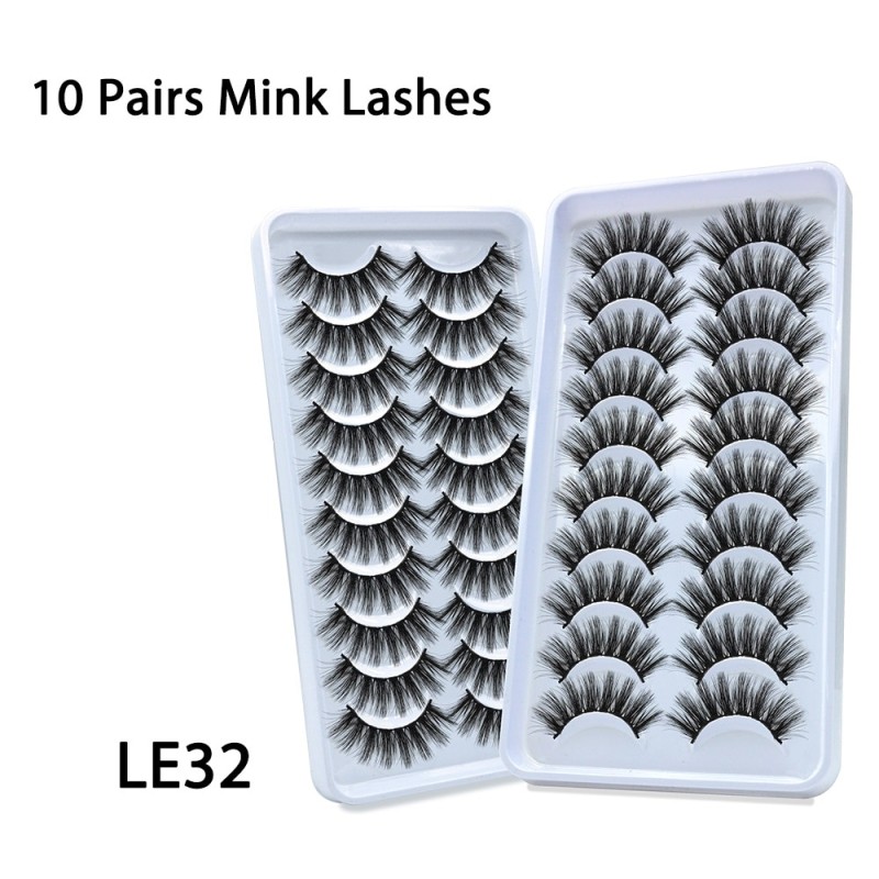 New 10 Pairs 3D Hair Mink Eyelashes Natural Messy Eyelash Crisscross Wispy Fluffy False Lashes Extension Eye Makeup Wholesale