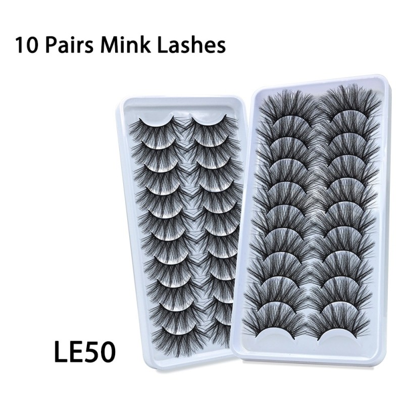 New 10 Pairs 3D Hair Mink Eyelashes Natural Messy Eyelash Crisscross Wispy Fluffy False Lashes Extension Eye Makeup Wholesale