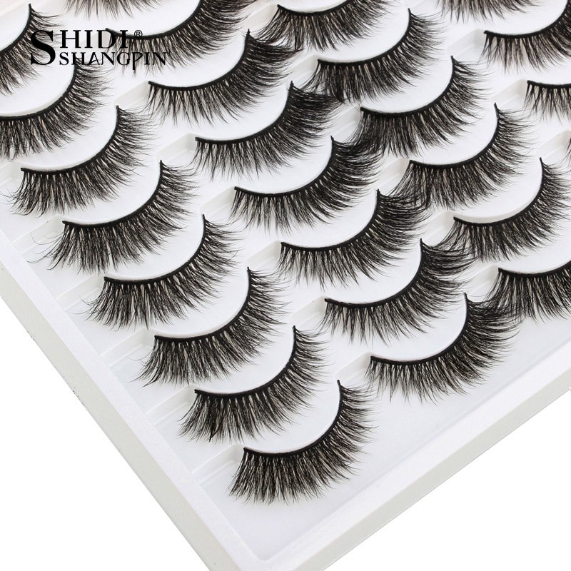 SHIDISHANGPIN 3/5/16 Pairs Natural Long False Eyelashes Dramatic Fluffy 3D Mink Lashes Wispy Wholesale Eye Lashes Thick Soft