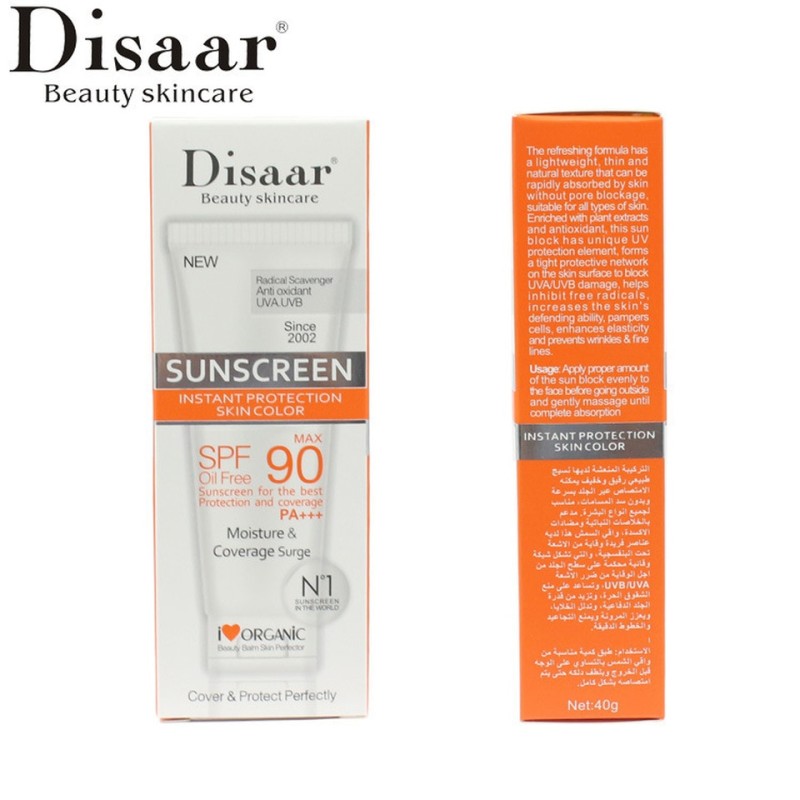 Disaar Sunscreen Cream Spf 90 ++ Moisturizing Skin Protect Sunblock 80g Face Care Prevents Skin Damage, Remove Pigmention Sp 40g
