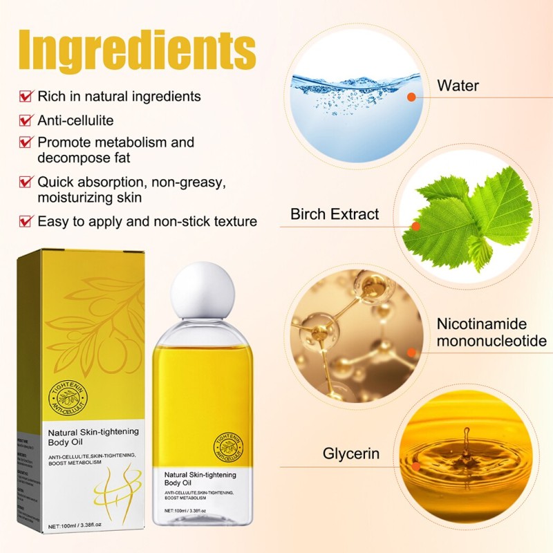 Natural Skin Tightening Body Oil Anti-Cellulite Boost Metabolism Slimming Nourishes Soothes Relaxes Body Massage Essential Oil