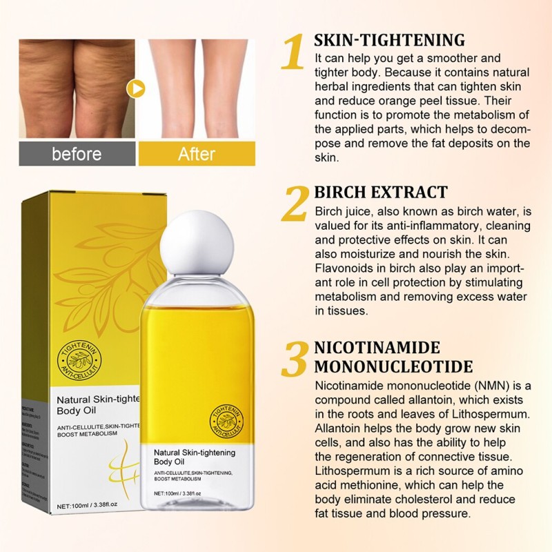 Natural Skin Tightening Body Oil Anti-Cellulite Boost Metabolism Slimming Nourishes Soothes Relaxes Body Massage Essential Oil