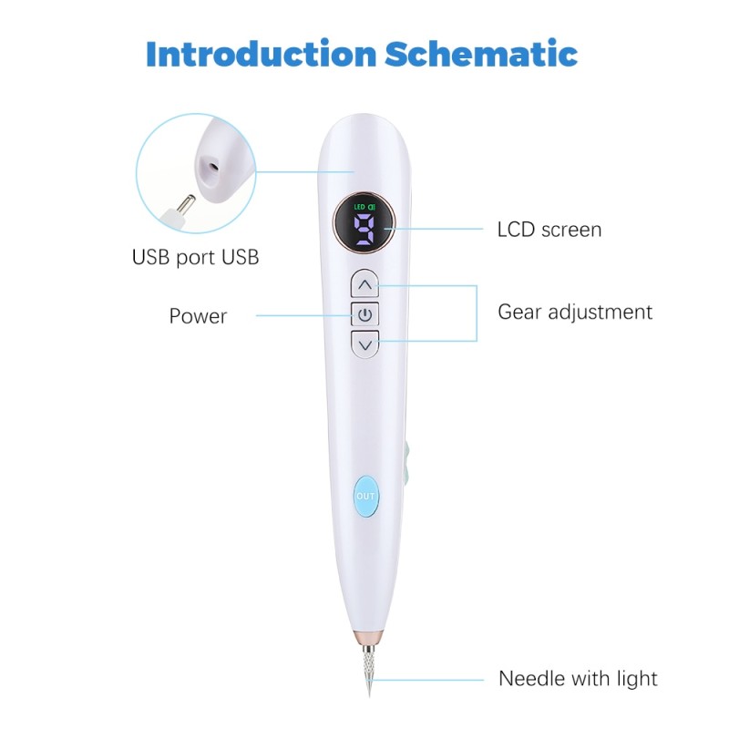 9 Mode LCD Plasma Pen Laser Tattoo Mole Removal Pen Skin Care Tools Tag Removal Freckle Wart Dark Spot Remover Beauty Care Tool