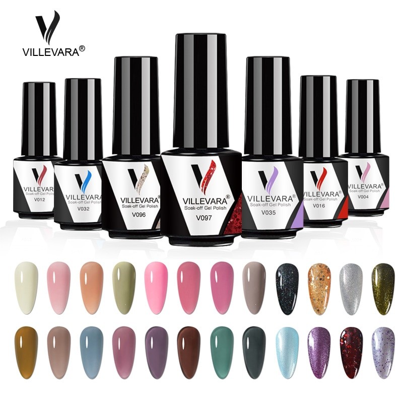 VILLEVARA 7ml Gel Nail Polish For Nails Semi Permanent Soak Off Gel UV LED Varnishes Base Top Matte Coat Gel Polish Nail Art Gel