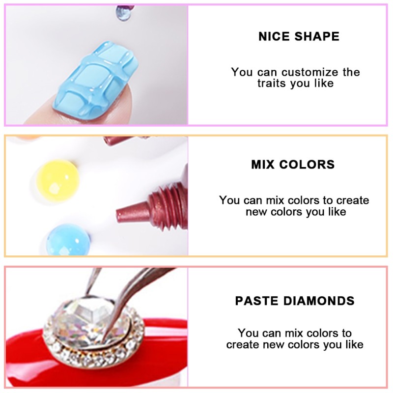 5D Solid Pudding Gel Nail Polish 10g Tube Shape Korean Style Elastic Painting Gel Liner Emboss Gel Nails Decoration