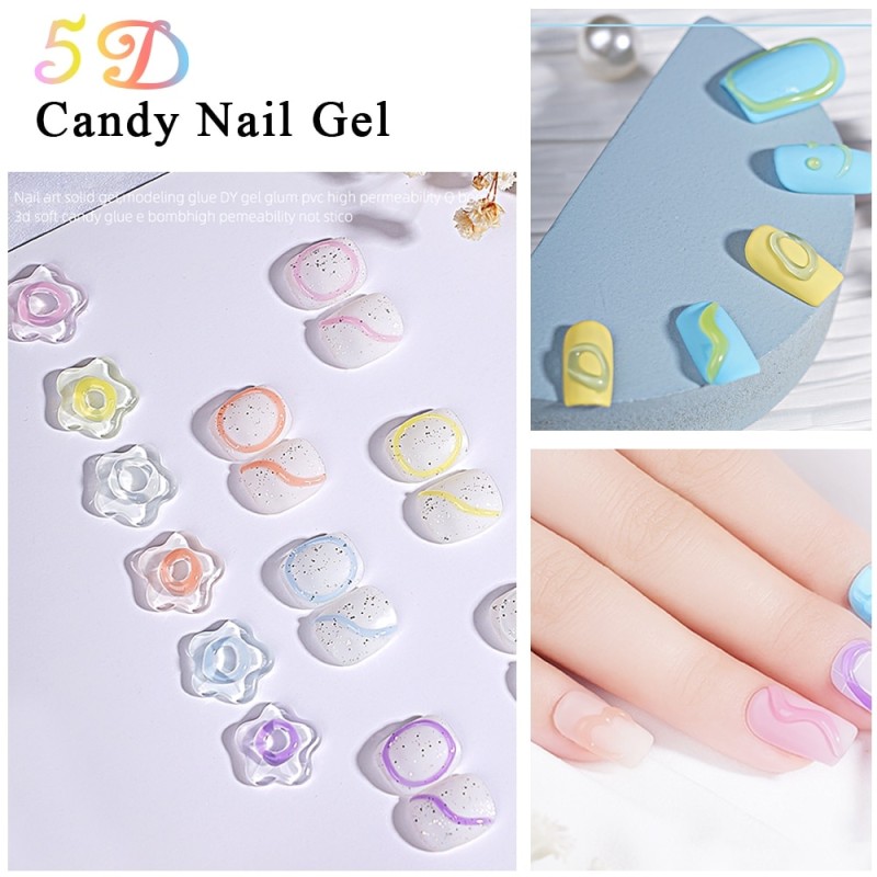 5D Solid Pudding Gel Nail Polish 10g Tube Shape Korean Style Elastic Painting Gel Liner Emboss Gel Nails Decoration