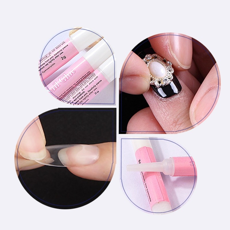 2pcs/lot Mini Beauty Nail Glue For False Art Decorate UV Acrylic Rhinestones 2g High Quality Nail Glue Tips Nail Art Tool