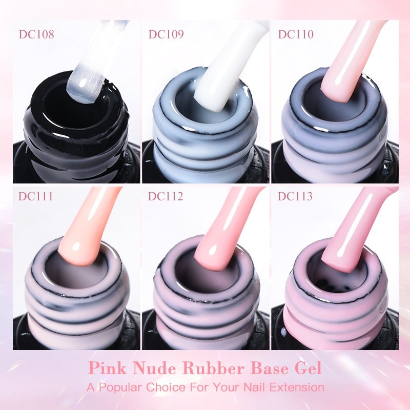 Mtssii 1 Bottle 7ml Rubber Base Gel Semi Permanent Milky Pink Self-leveling Gel Varnish Soak Off UV LED Nail Gel