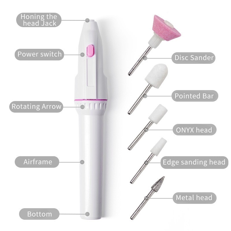 5 In 1 Electric Nail Polisher for Removing Dead Skin Nail Remover Nail Polish Machine Portable Pen Battery Polisher Nail Drill
