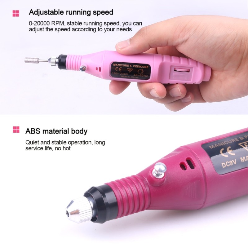 Electric Nail Drills Kit Remove Polish Manicure Pedicure 6pcs Nail File Sanding Bands Machine Nail Art Pen Device Equipment