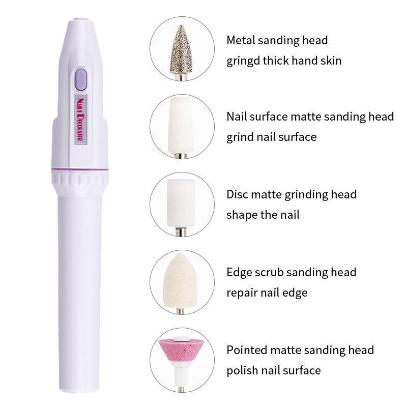 5 In 1 Professional Nail Polisher For Removing Dead Skin Nail Remover Nail Polish Machine Mini Portable Pen Electric File Tools