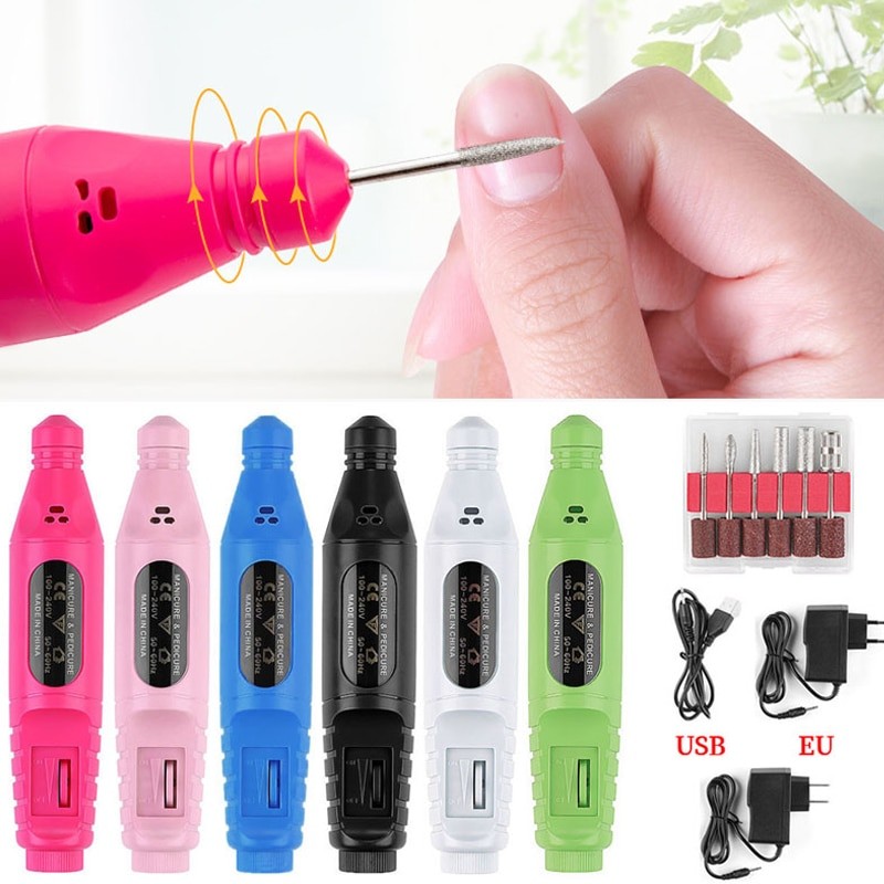CNHIDS Professional Electric Nail Drill Machine Nail Files Pen Pedicure With Bits Milling Gel Polish Remover Nail Art Manicure