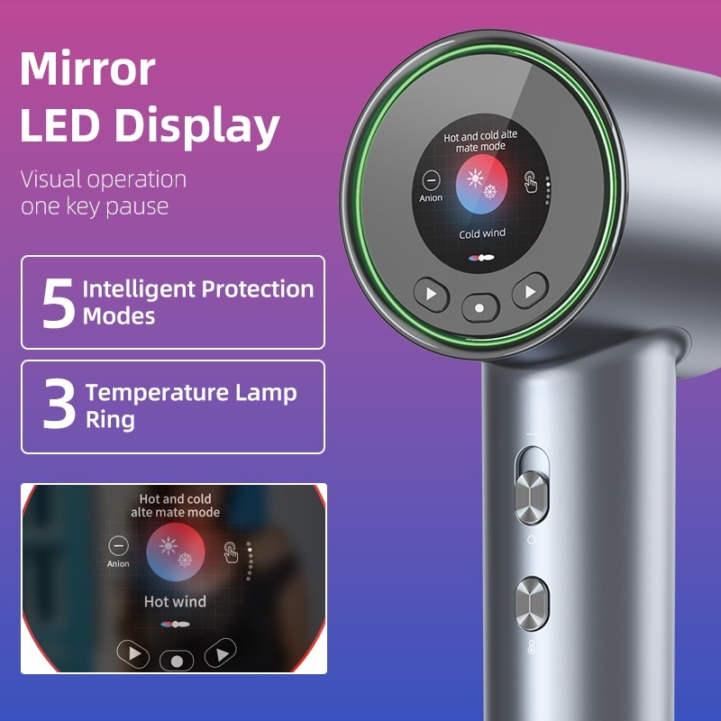 Meilimei My20-Pro High Speed Hair Dryer 110, 000rpm Brushless Motor 23m/s Fast Drying 59dB Low Noise  Negative Ionic Blow Dryer