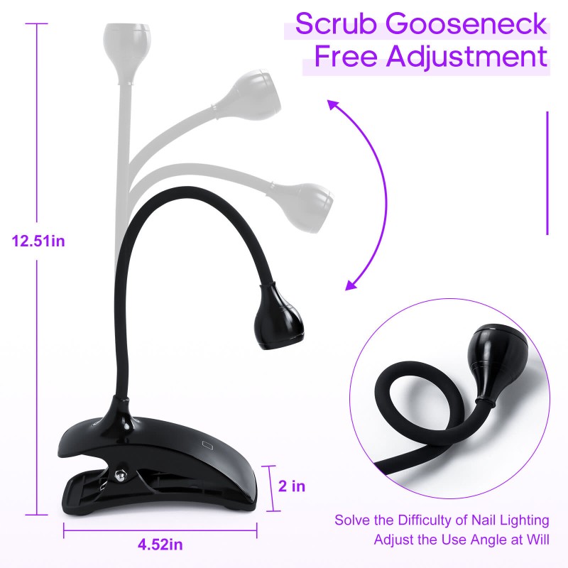 Led Nail Lights Dryer Ultraviolet  UV Lamp Mini Flexible Clip-On Desk USB Gel Curing Manicure Pedicure Tools