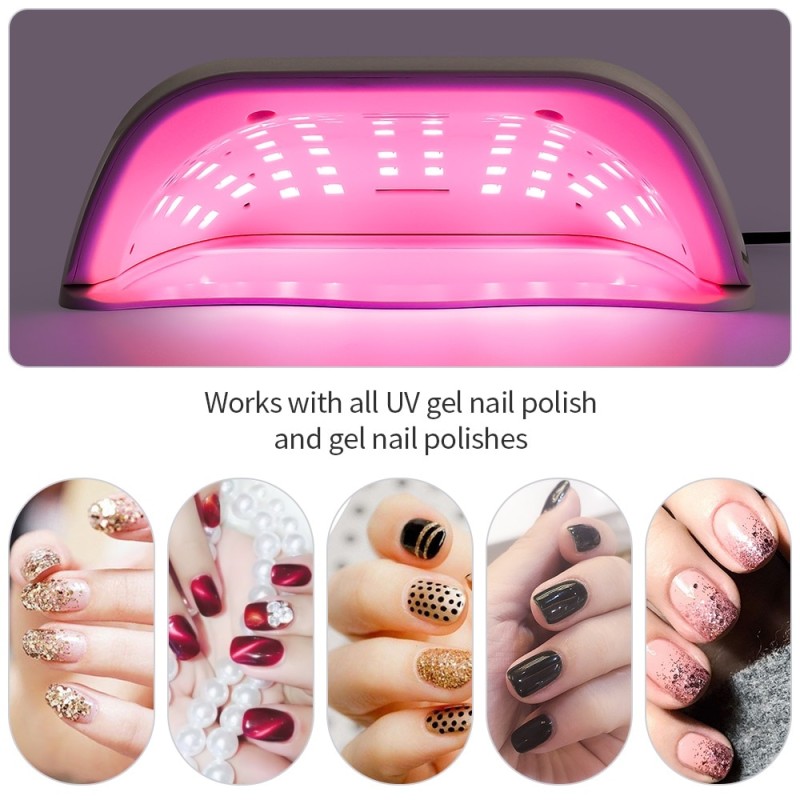 96W Smart Sensor UV LED Lamp Nail Dryer Fast Drying Manicure Pedicure Machine For 2 Hands / Feet No Black Skin