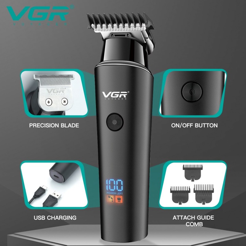 VGR Hair Trimmer Professional Electric Trimmers Cordless Rechargeable LED Display V-937