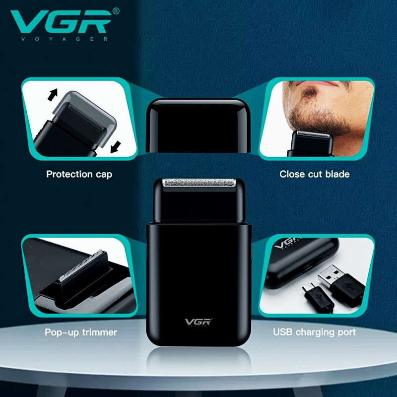 VGR Electric Shaver Professional Shaver Portable Mini Shaving Machine USB Charge Beard Trimmer for Men V-390