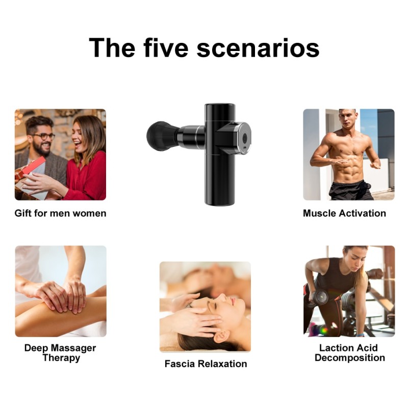 New Mini Vibration Massage Gun Womens Portable Muscle Relaxation Electric Massager Fitness Vibrator-massagers Fascia Equipment