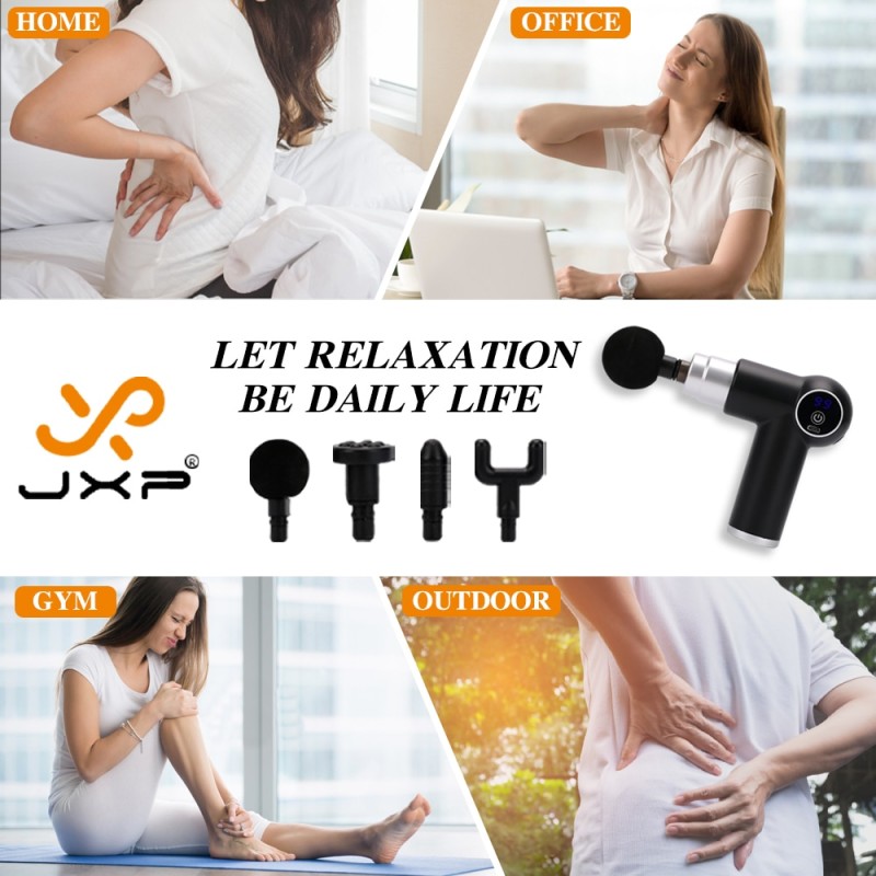 JXP Massage Gun Lcd Battery Muscle Neck Electric Massager Relax Vibration Pain Relief High Frequency Sport Deep Tissue Massag