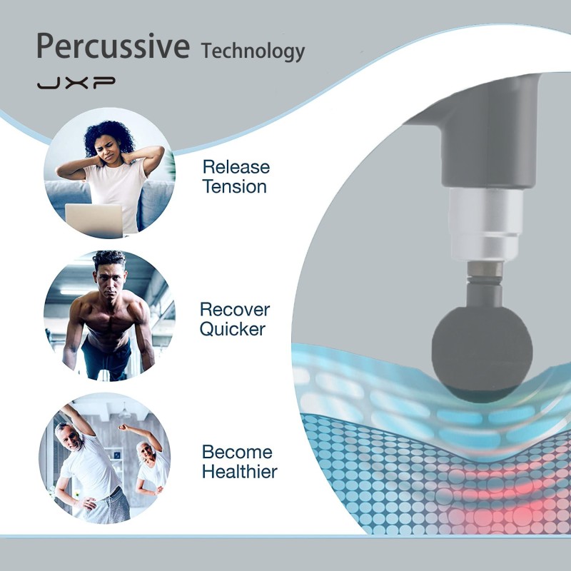 JXP Massage Gun Lcd Battery Muscle Neck Electric Massager Relax Vibration Pain Relief High Frequency Sport Deep Tissue Massag