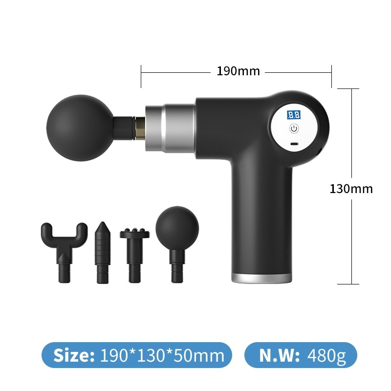 JXP Lcd High Frequency Massager Gun Pistols Muscle Electric Body Massager Deep Muscle Tissue Leg Back Mini Massage Gun Device