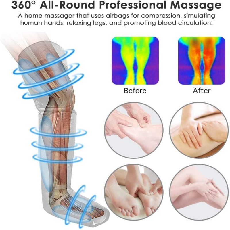 360Ã‚Â° Foot air pressure leg massager promotes blood circulation, body massager, muscle relaxation, lymphatic drainage device 2022